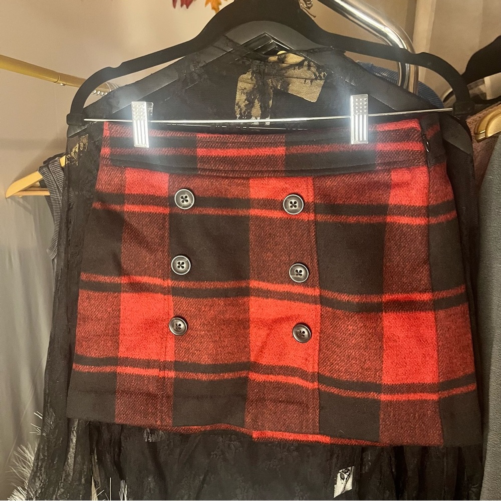 GAP Red and Black Plaid Mini Skirt